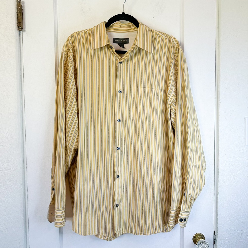 Banana Republic | Mens 100% Cotton Striped Button Down Long Sleeve Shirt - Picture 1 of 4